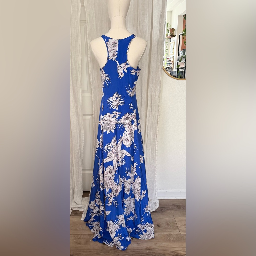 Yumi Kim Dream Tahiti Sunrise Maxi Dress Womens Sz Medium Blue Silk High Slit - Picture 3 of 8